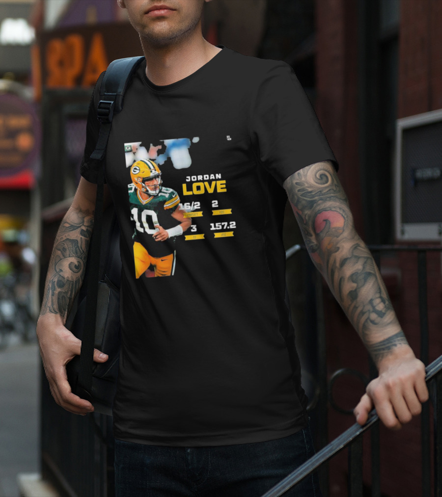Jordan Love Green Bay Packers 16/2 3 TD 2 YDS 157.2 RTG T-Shirt
