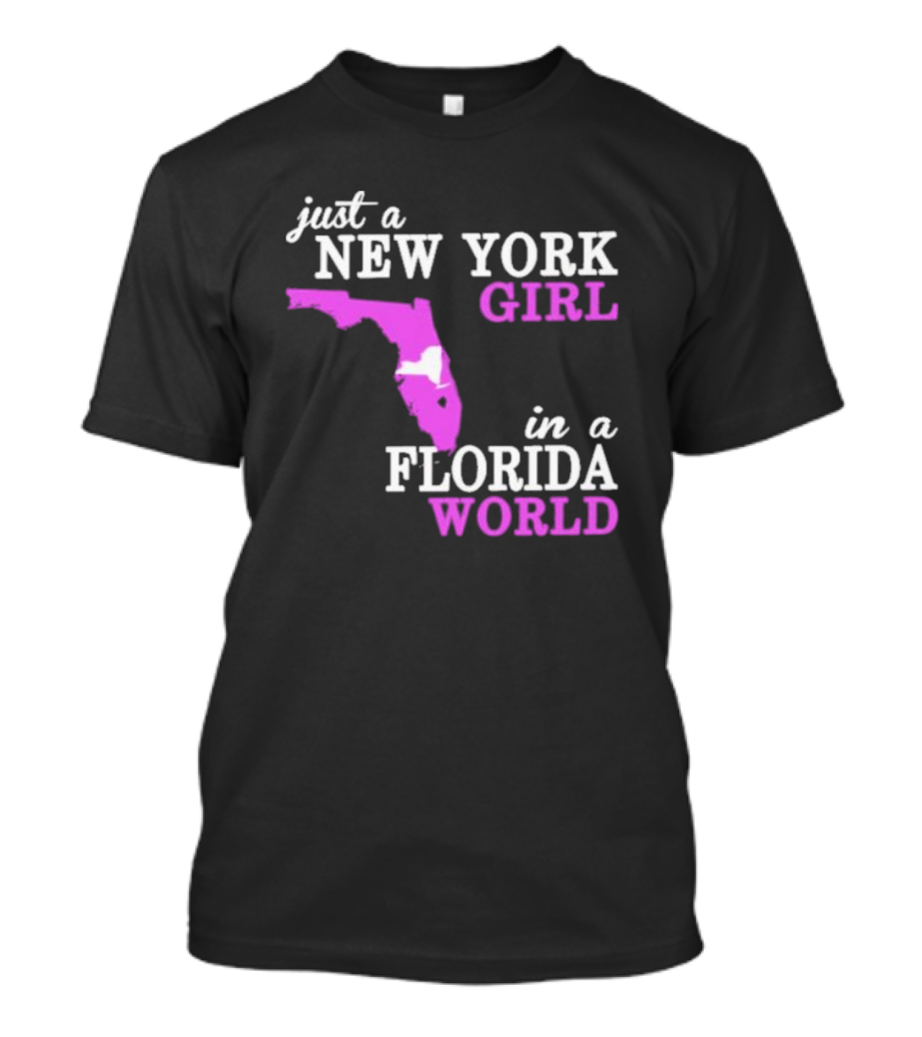 Just A New York Girl In A Florida World With State Outline T-Shirt