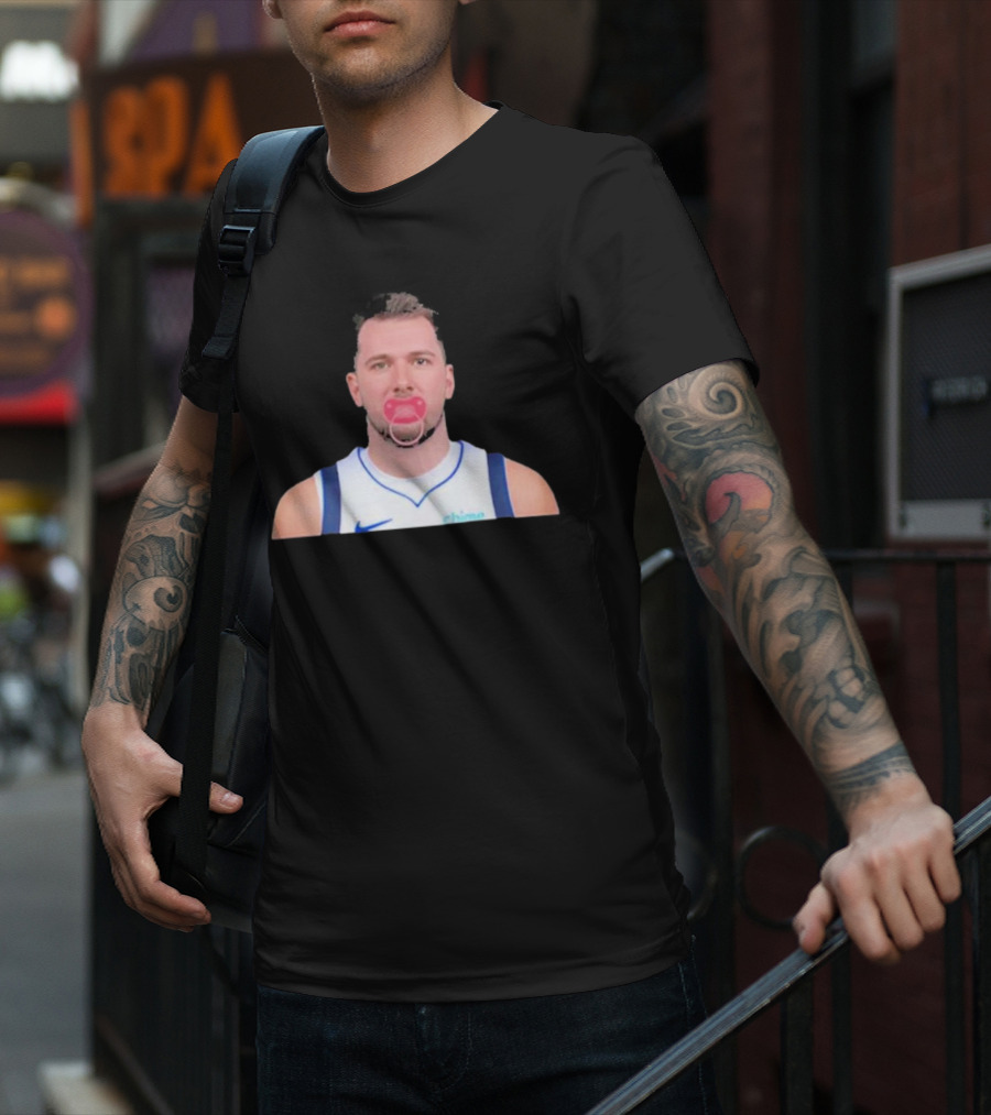 Luka Dončić Pacifier Parody Blue Jersey T-Shirt