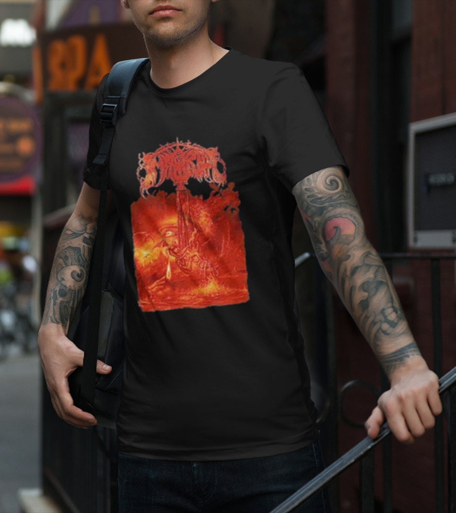 Immortal Damned In Black Fiery Red Scene T-Shirt