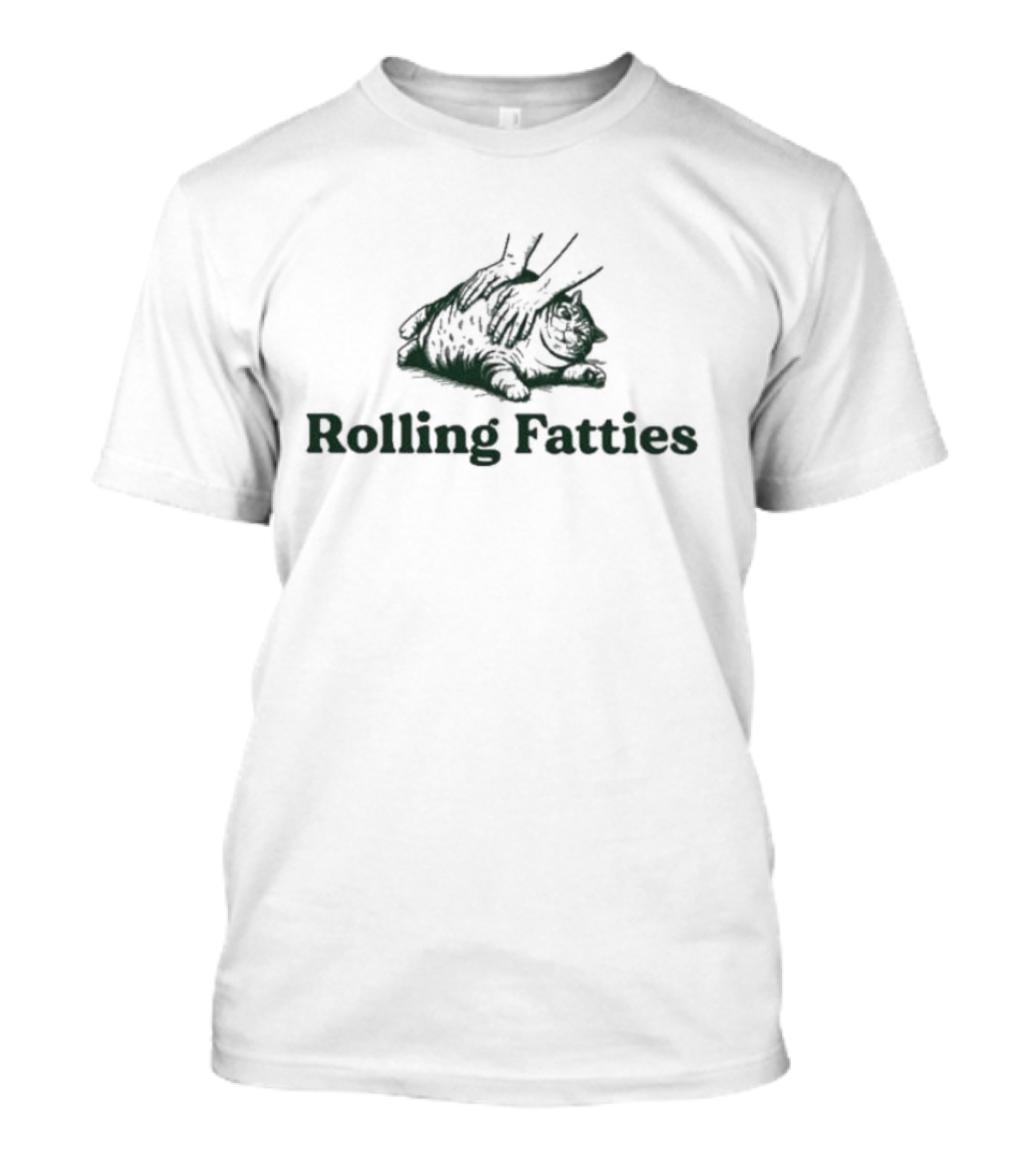 Cat Rolling Fatties Whimsical Feline Sketch T-Shirt