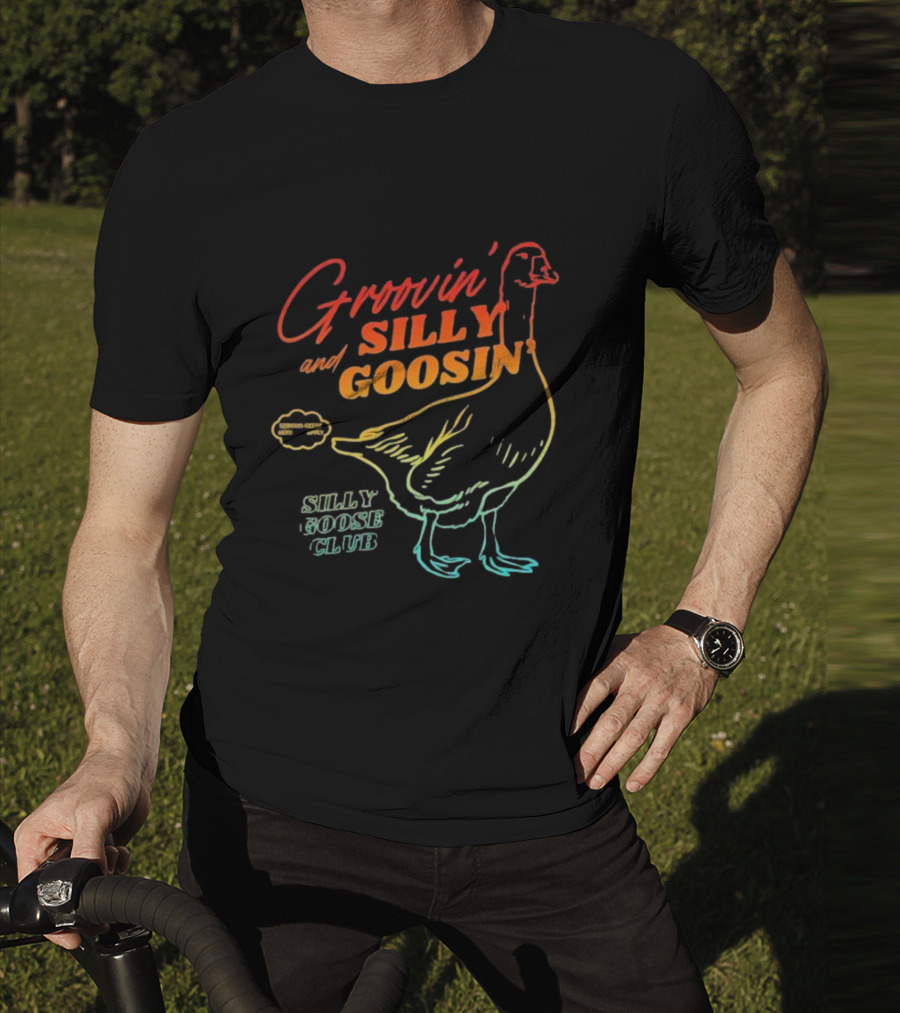 Groovin’ And Silly Goosin’ Silly Goose Club Retro Goose Outline T-Shirt