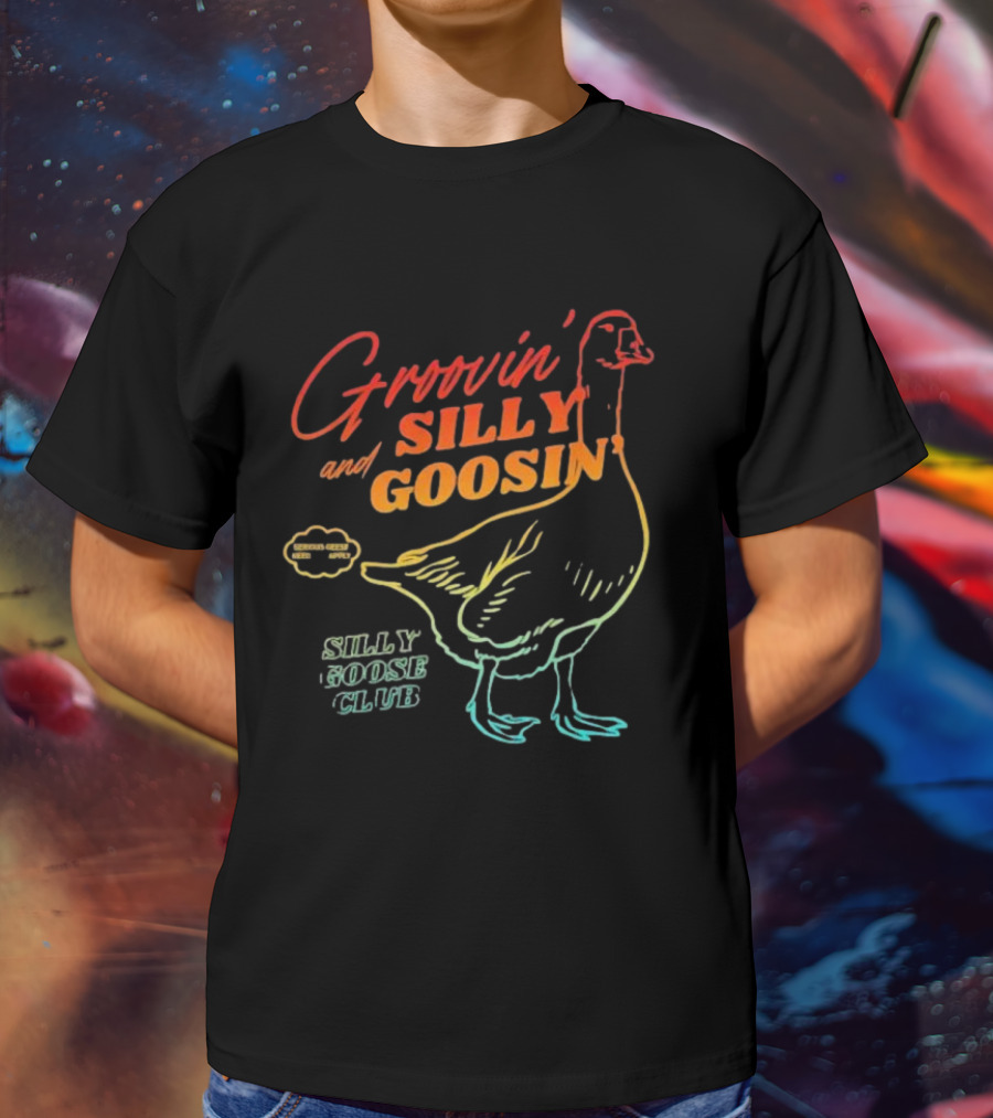 Groovin’ And Silly Goosin’ Silly Goose Club Retro Goose Outline T-Shirt