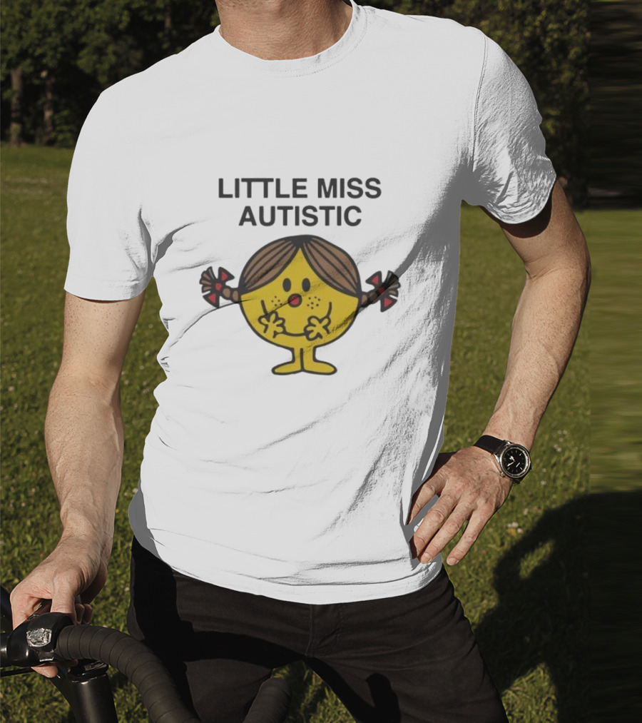 Little Miss Autistic Character With Pigtails And Yellow Face T-Shirt