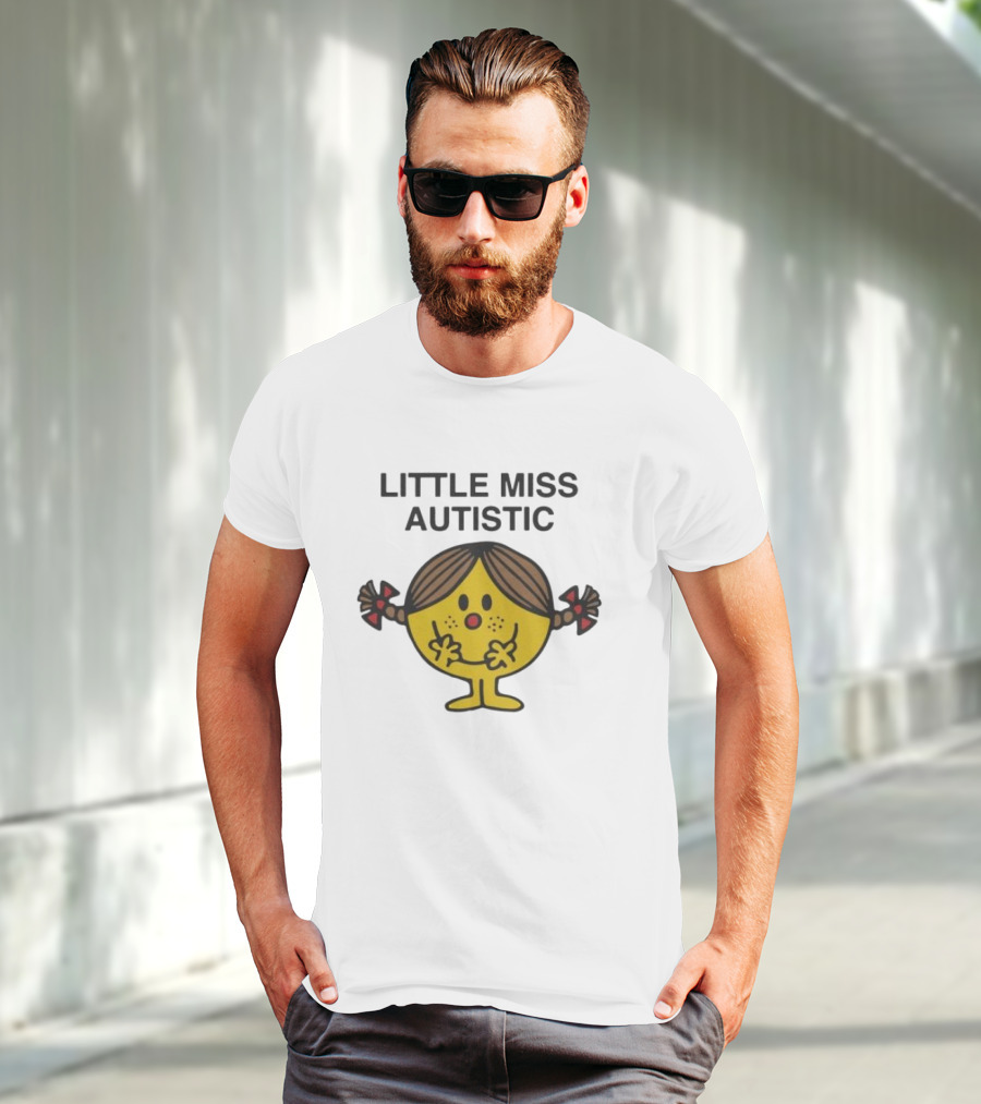 Little Miss Autistic Character With Pigtails And Yellow Face T-Shirt