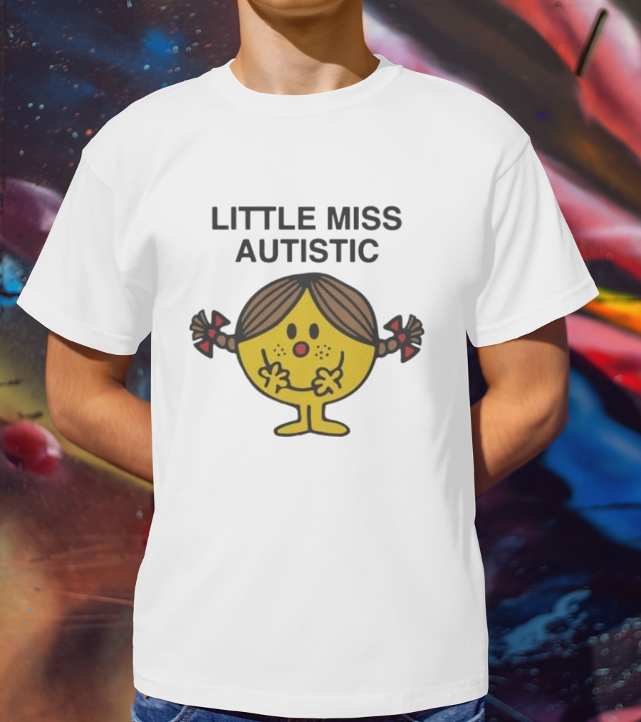 Little Miss Autistic Character With Pigtails And Yellow Face T-Shirt