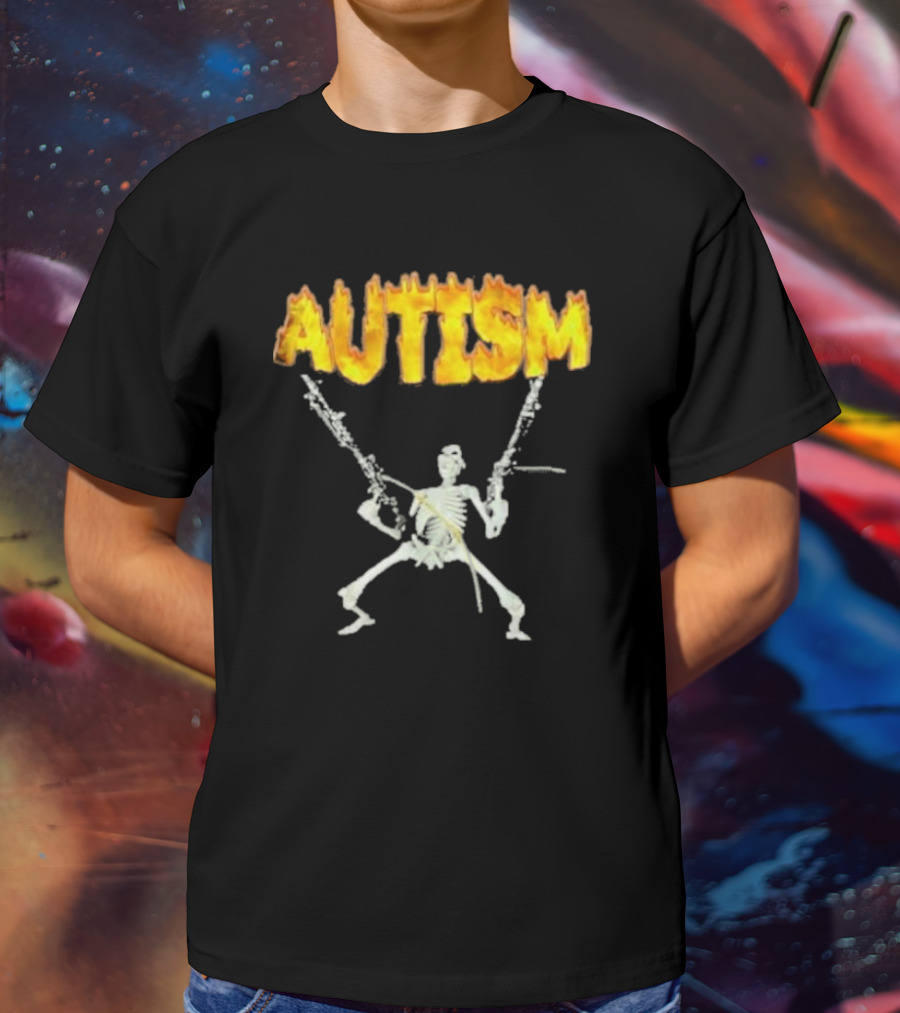 Skeleton Squad Humor And Bones Unite Autism Blaze T-Shirt