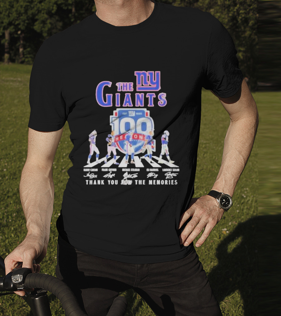 The New York Giants Celebrating 100 Seasons With Icons And Signatures Thank You For The Memories T-Shirt