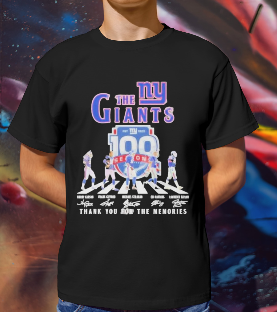 The New York Giants Celebrating 100 Seasons With Icons And Signatures Thank You For The Memories T-Shirt