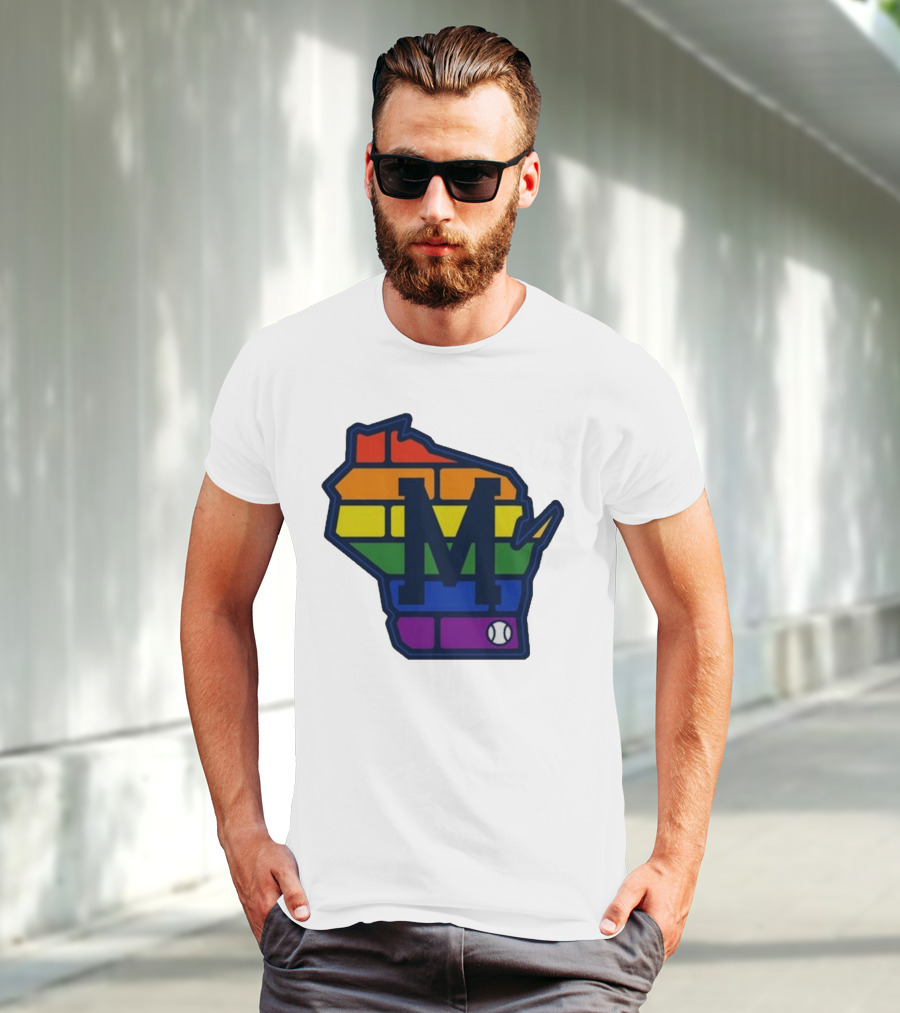 Aurora Health Care Brewers Pride Rainbow Wisconsin Baseball T-Shirt