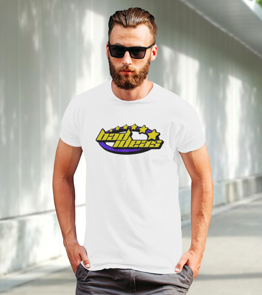 Bad Ideas Content Retro Five Stars Yellow And Purple T-Shirt