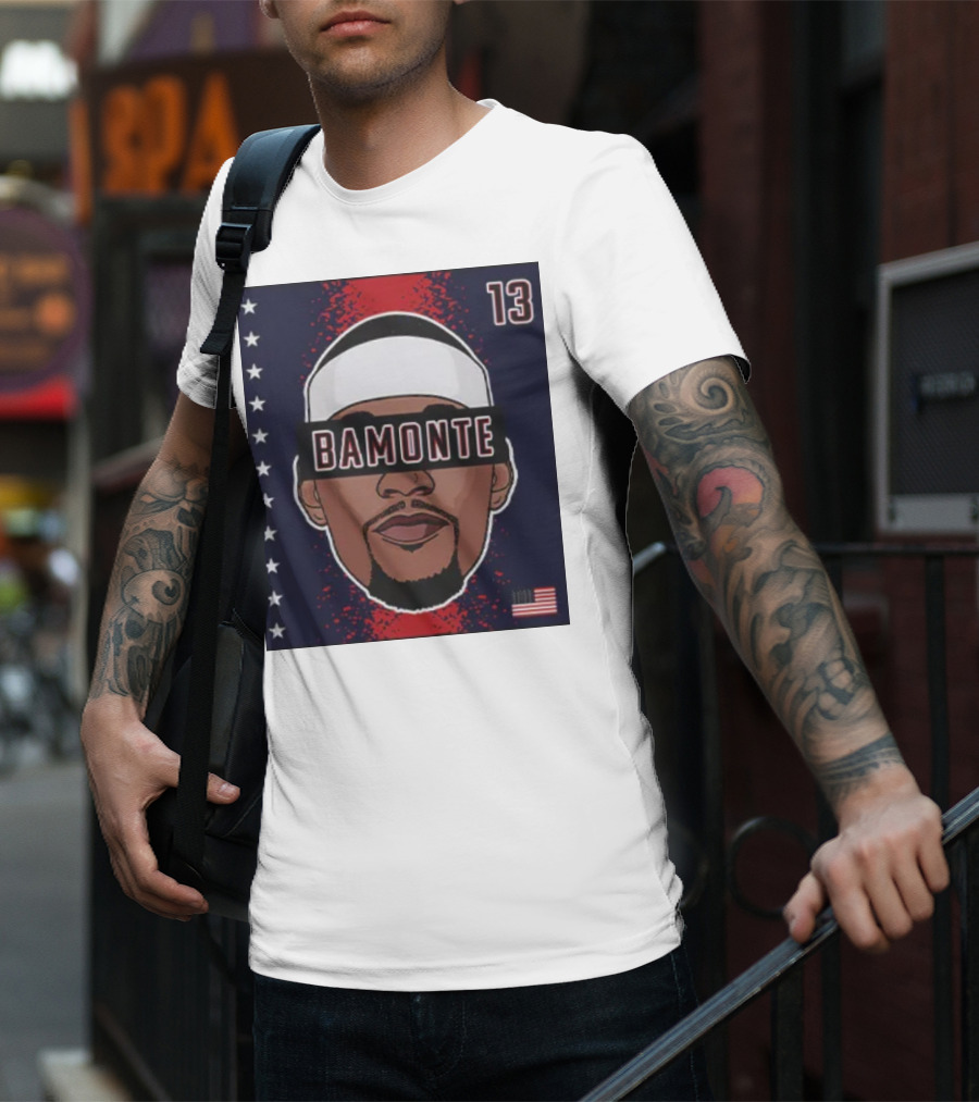 Bamonte 13 Stars And Stripes Illustration Bam Adebayo T-Shirt