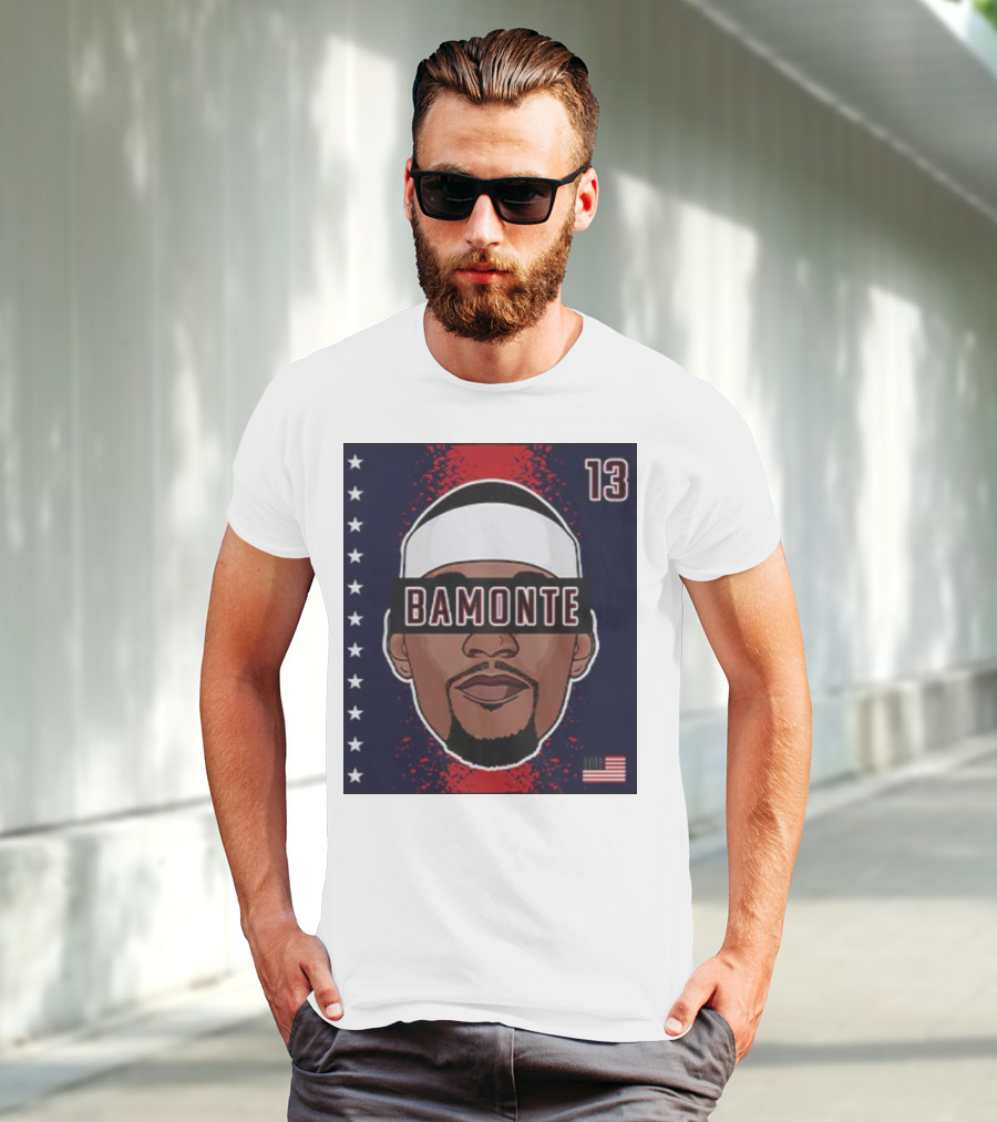Bamonte 13 Stars And Stripes Illustration Bam Adebayo T-Shirt