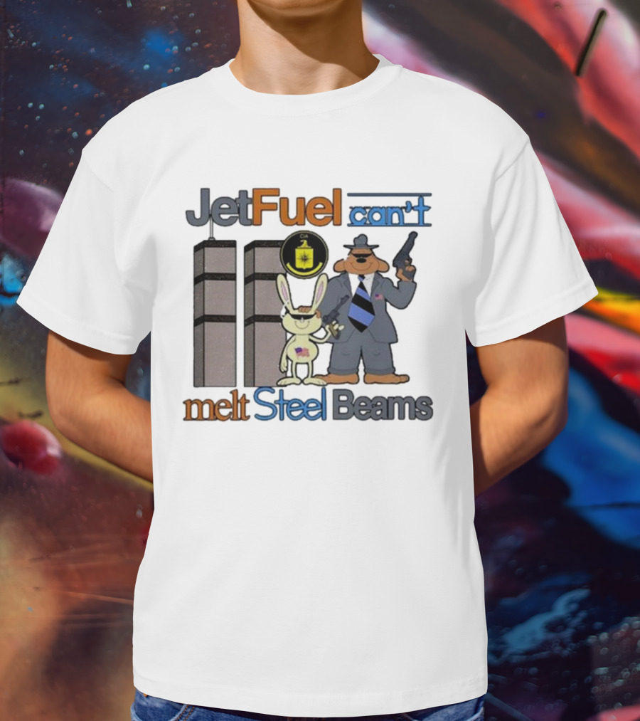 Barely Legal Clothing Jet Fuel Can’t Melt Steel Beams Sam And Max CIA Twin Towers T-Shirt