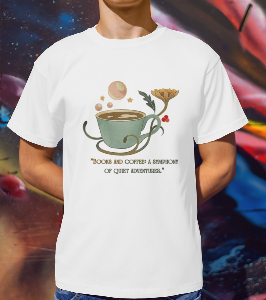 Books And Coffee A Symphony Of Quiet Adventures With Stars And Cup T-Shirt