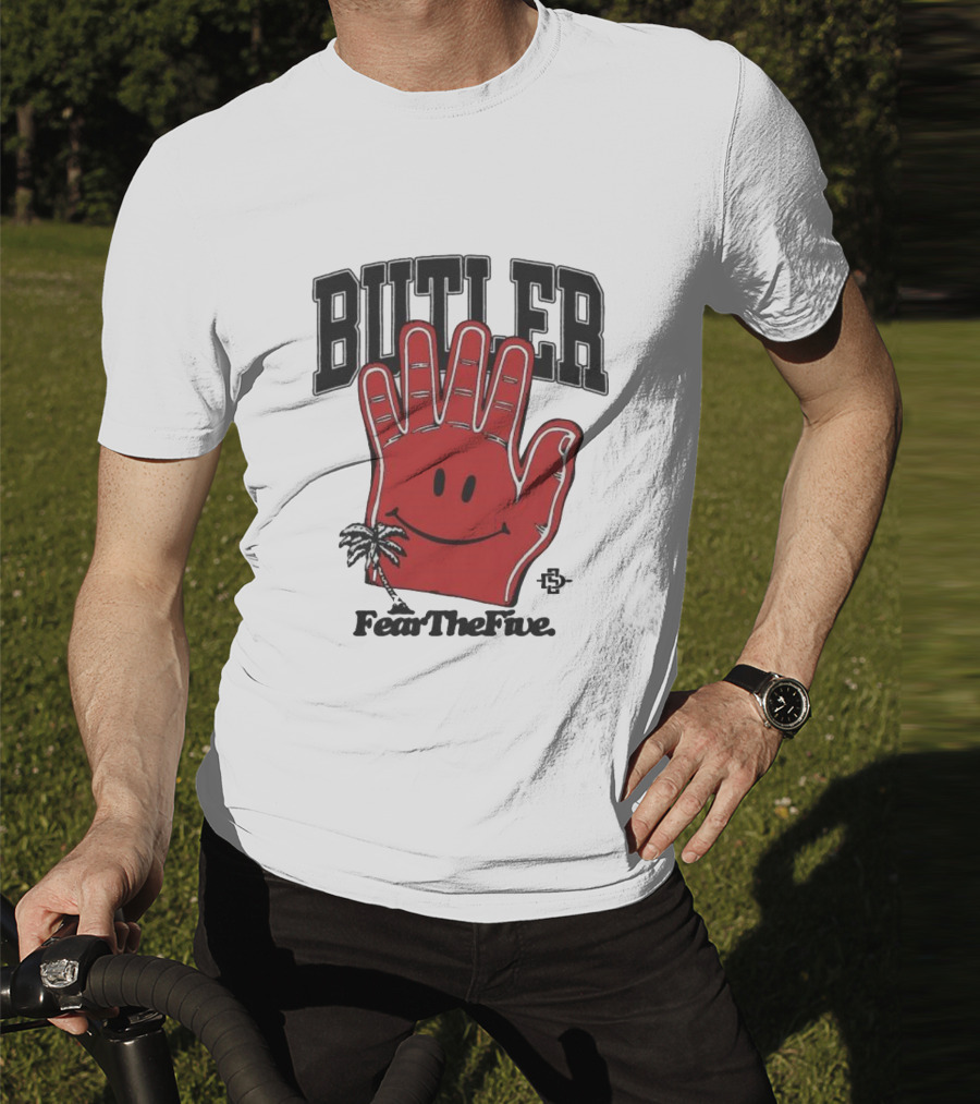 Butler Fear The Five SDSU Smiley Hand Palm Tree T-Shirt