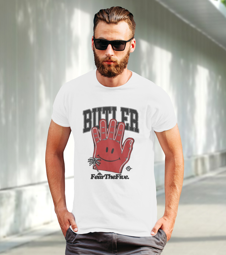 Butler Fear The Five SDSU Smiley Hand Palm Tree T-Shirt