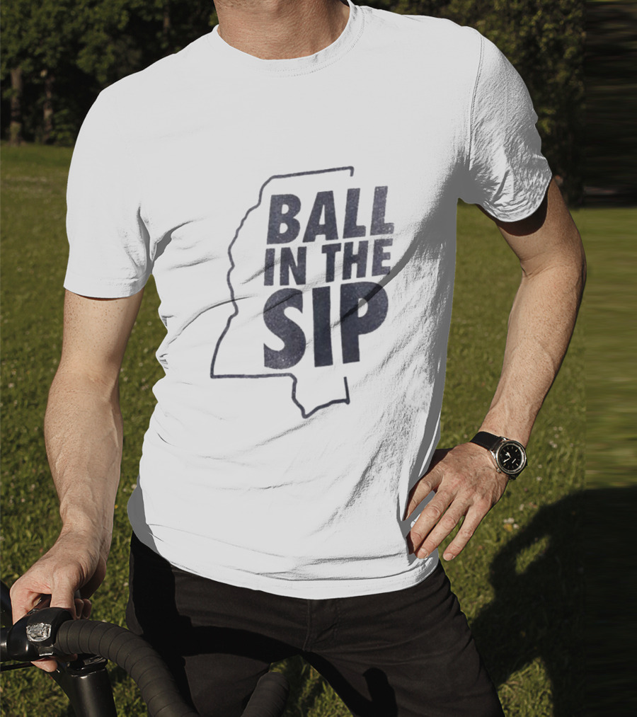 Ball In The Sip Mississippi Outline Lane Kiffin T-Shirt