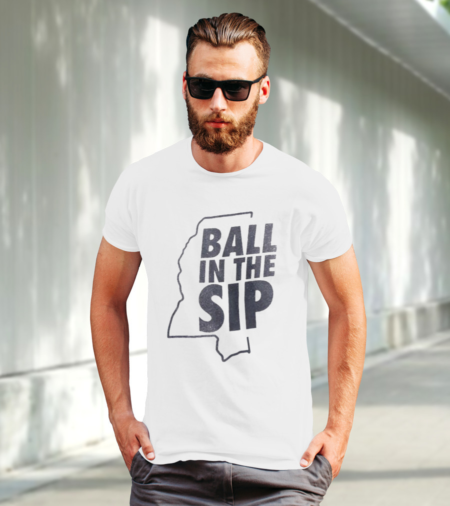Ball In The Sip Mississippi Outline Lane Kiffin T-Shirt