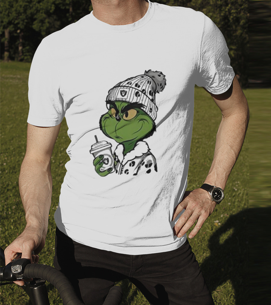 Las Vegas Raiders Grinch Drinking Coffee T-Shirt