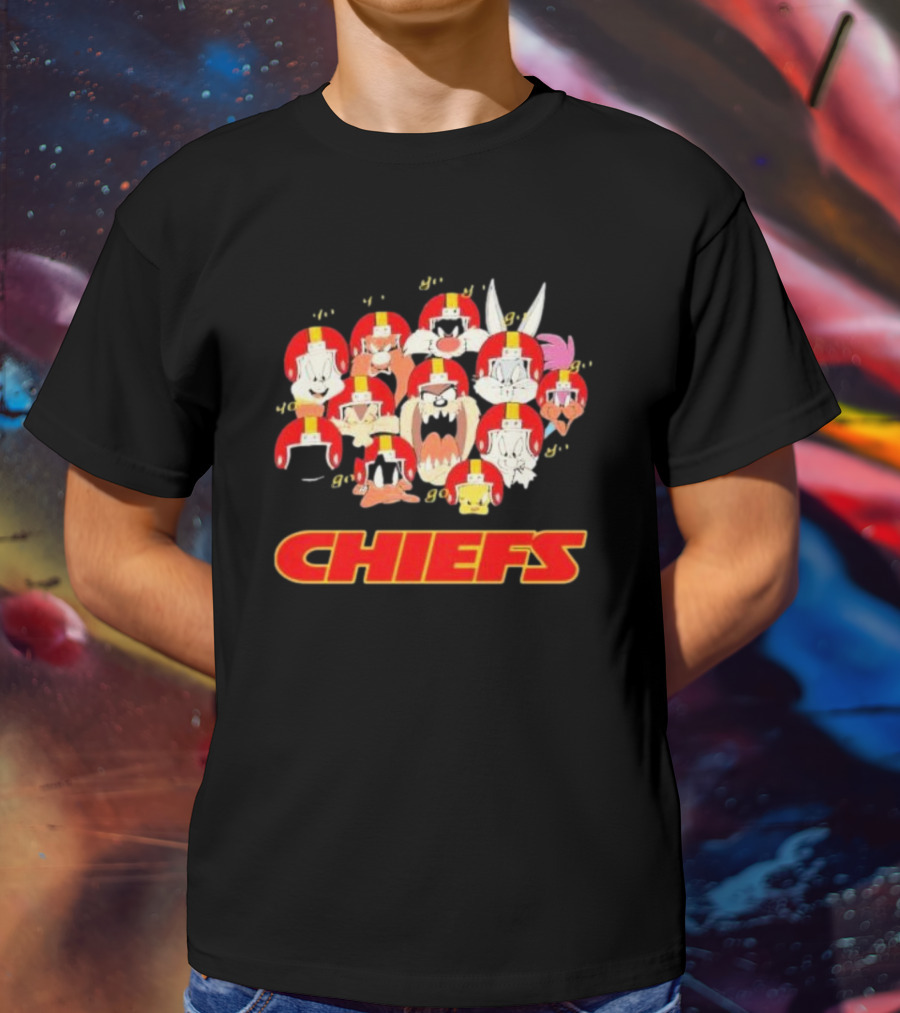 Looney Tunes Characters Chiefs Helmets Kansas City Chiefs T-Shirt