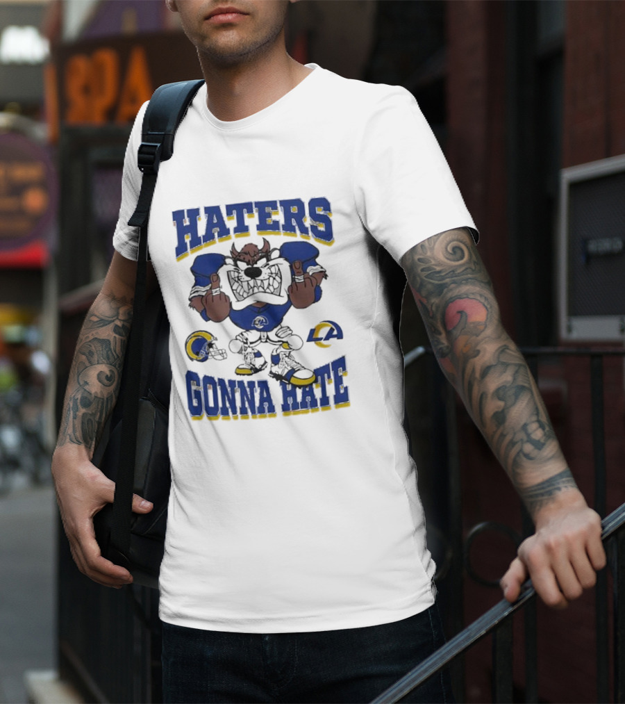 Haters Gonna Hate Los Angeles Rams Mascot Blue And Yellow Football Fan Attitude T-Shirt