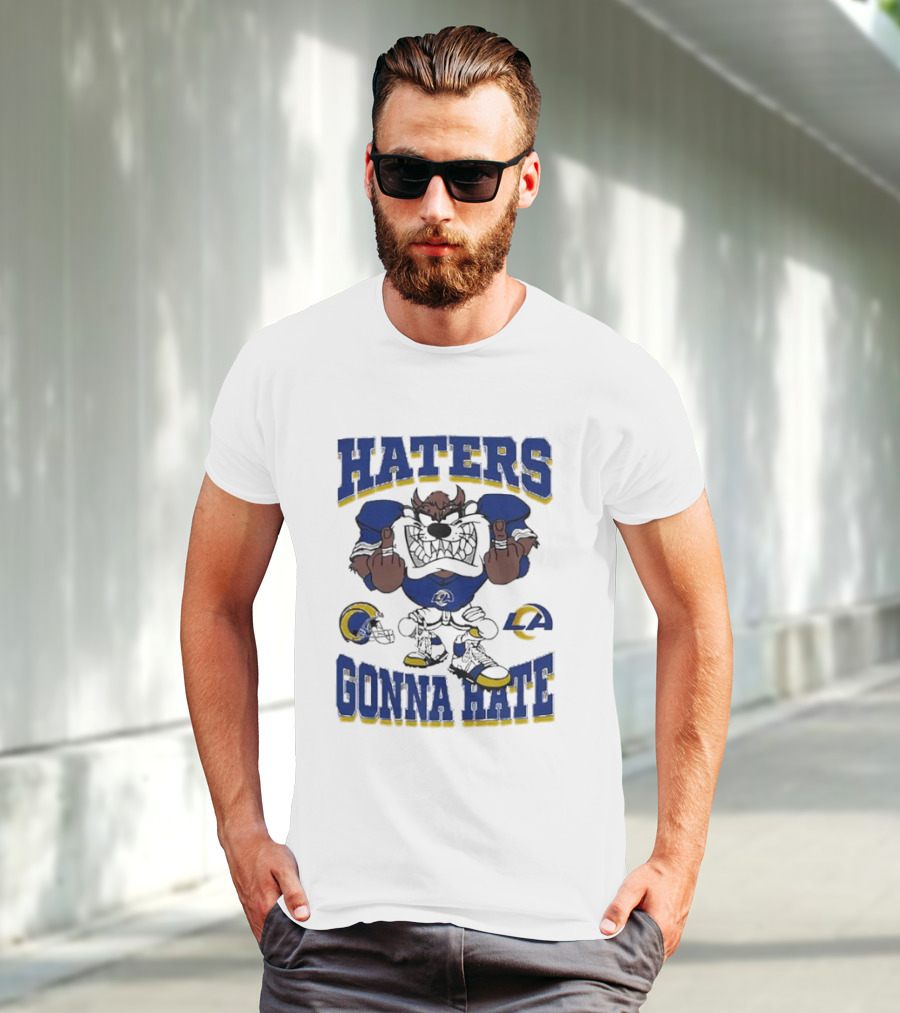 Haters Gonna Hate Los Angeles Rams Mascot Blue And Yellow Football Fan Attitude T-Shirt