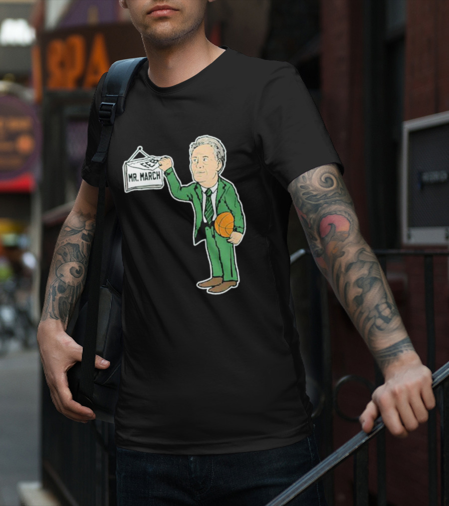 Mr. March Basketball Coach With Calendar In Green Suit Holding Basketball T-Shirt