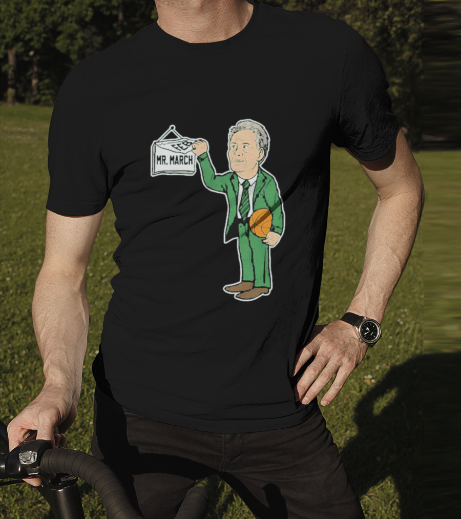 Mr. March Basketball Coach With Calendar In Green Suit Holding Basketball T-Shirt