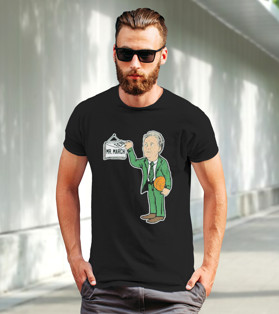 Mr. March Basketball Coach With Calendar In Green Suit Holding Basketball T-Shirt