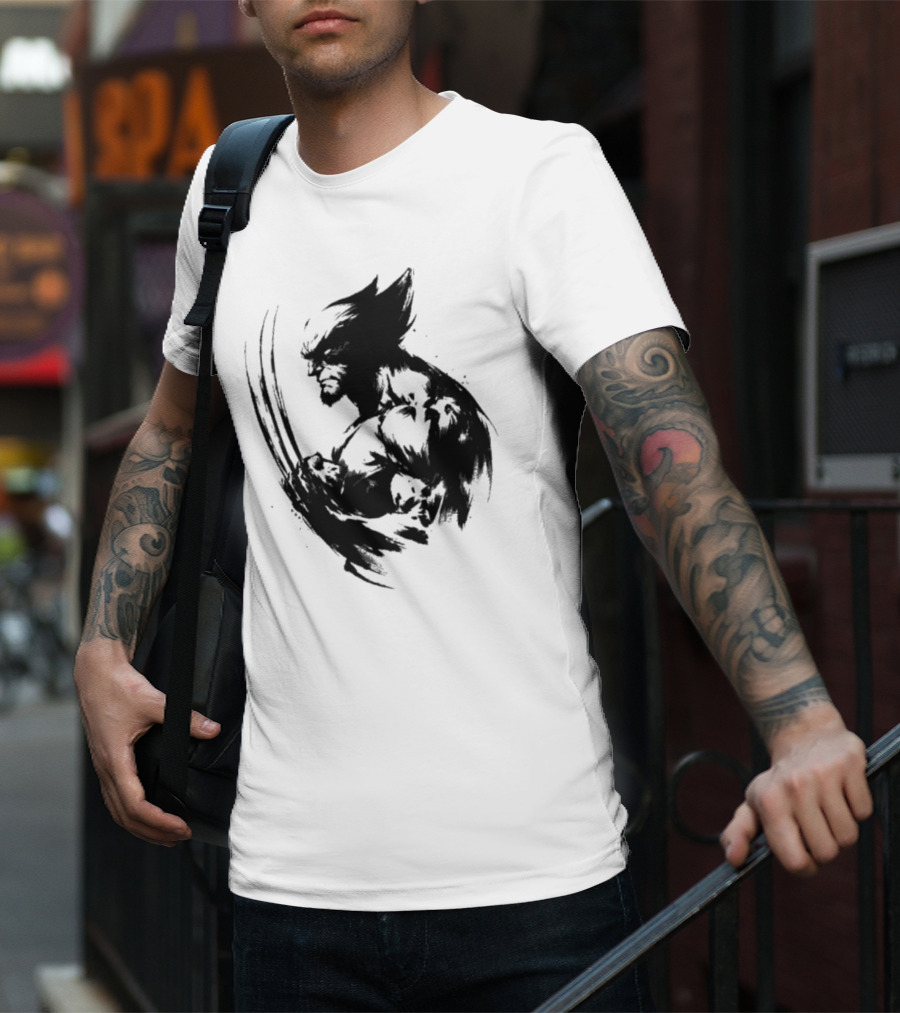 Mutant Inked Wolverine Claw Shadows Sketch T-Shirt