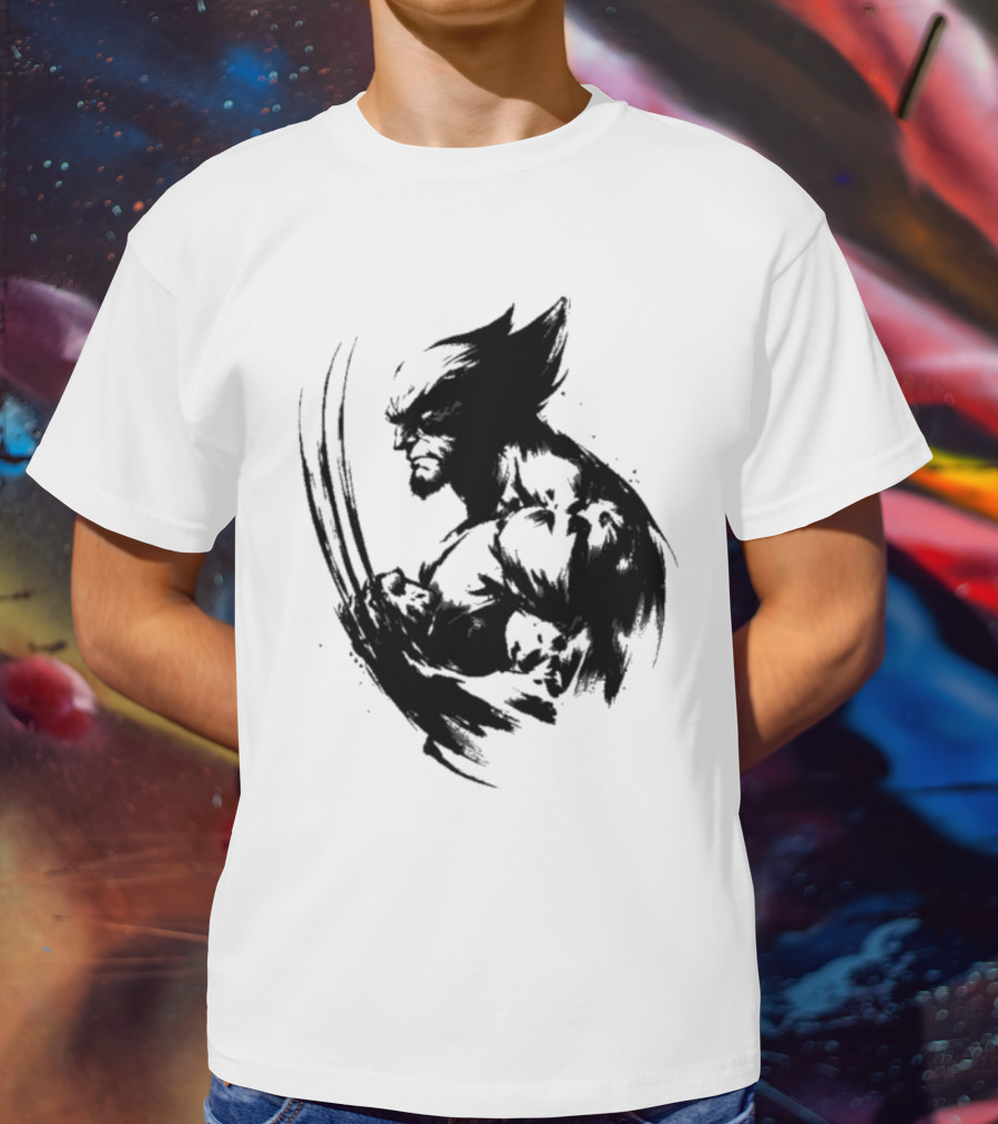 Mutant Inked Wolverine Claw Shadows Sketch T-Shirt