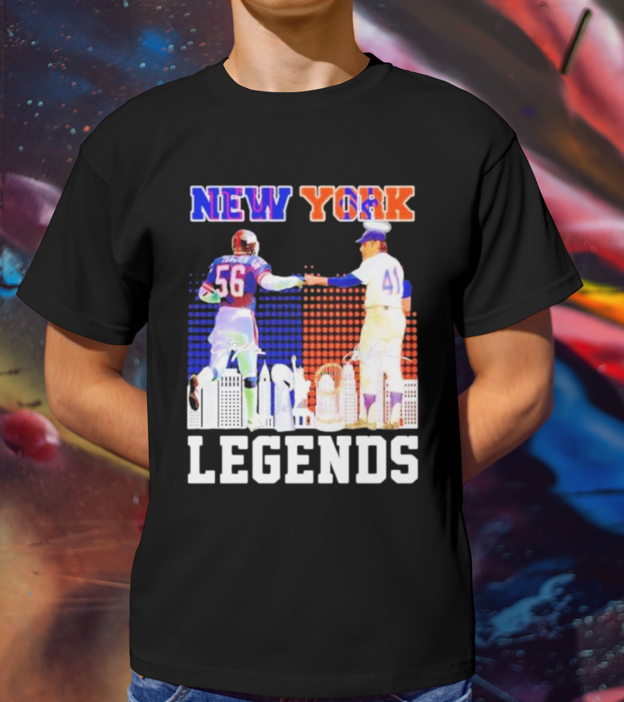 New York Lawrence Taylor Tom Seaver Legends Signatures T-Shirt