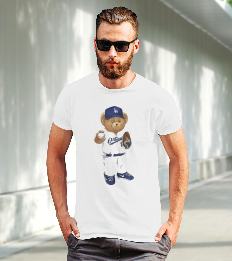 LA Angels Shohei Ohtani Showtime Bear Dodgers Hat Baseball Glove T-Shirt