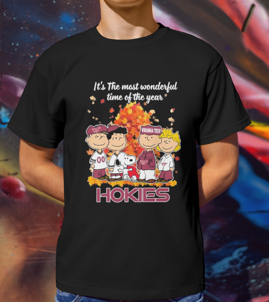 Snoopy Virginia Tech Hokies Peanuts Friends Wonderful Time Of The Year T-Shirt