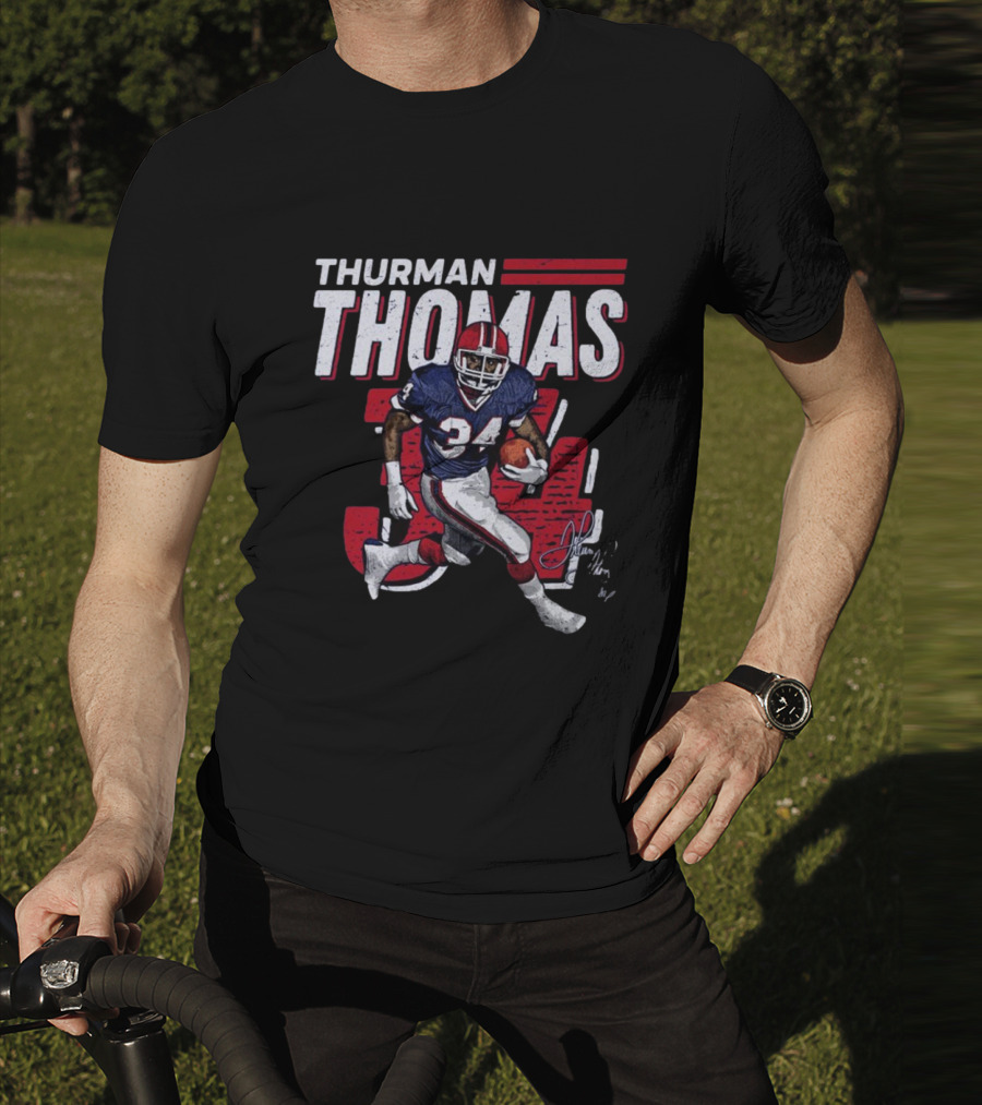 Thurman Thomas Buffalo Bills NFL 34 Signature Run T-Shirt