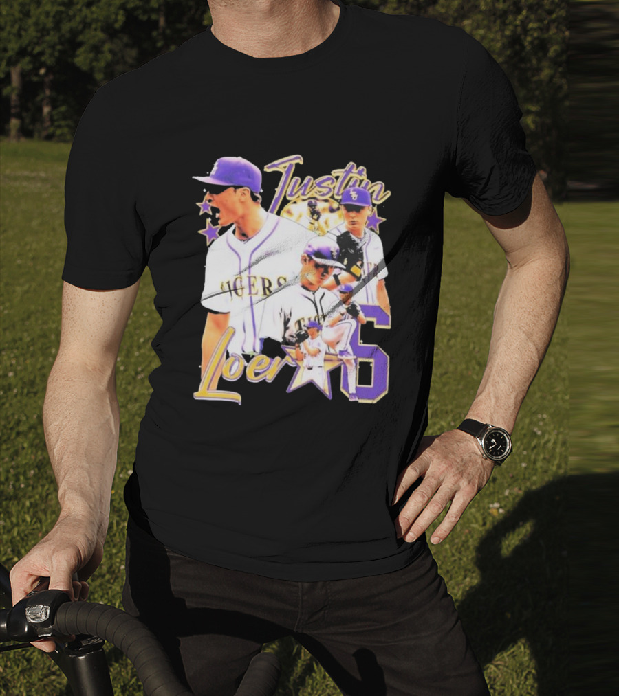 Justin Loer 6 LSU Tigers Baseball Pitcher Collage T-Shirt