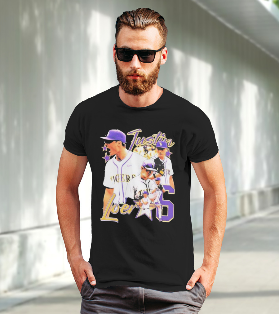 Justin Loer 6 LSU Tigers Baseball Pitcher Collage T-Shirt
