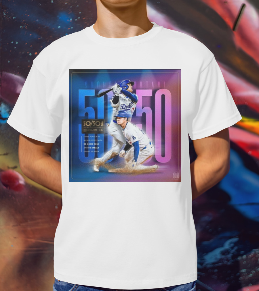 Shohei Ohtani 50/50 First Player MLB History 50 Home Runs And Steals Dodgers T-Shirt