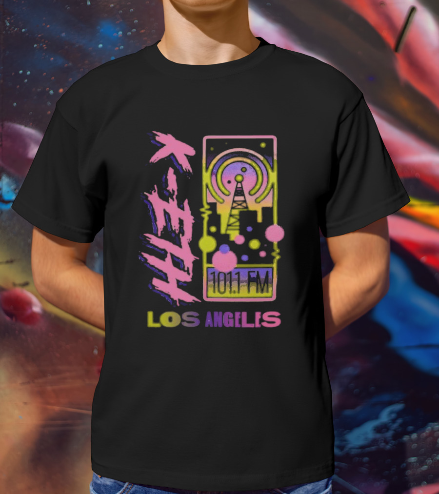 K-ETH 101.1 FM Los Angeles Radio Tower Neon Design Teddy Fresh T-Shirt
