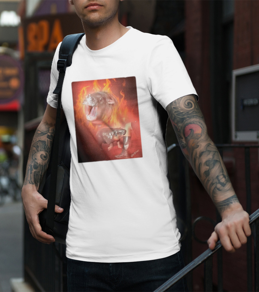 Twaniimals Moo Deng Mood Hippos On Fire T-Shirt