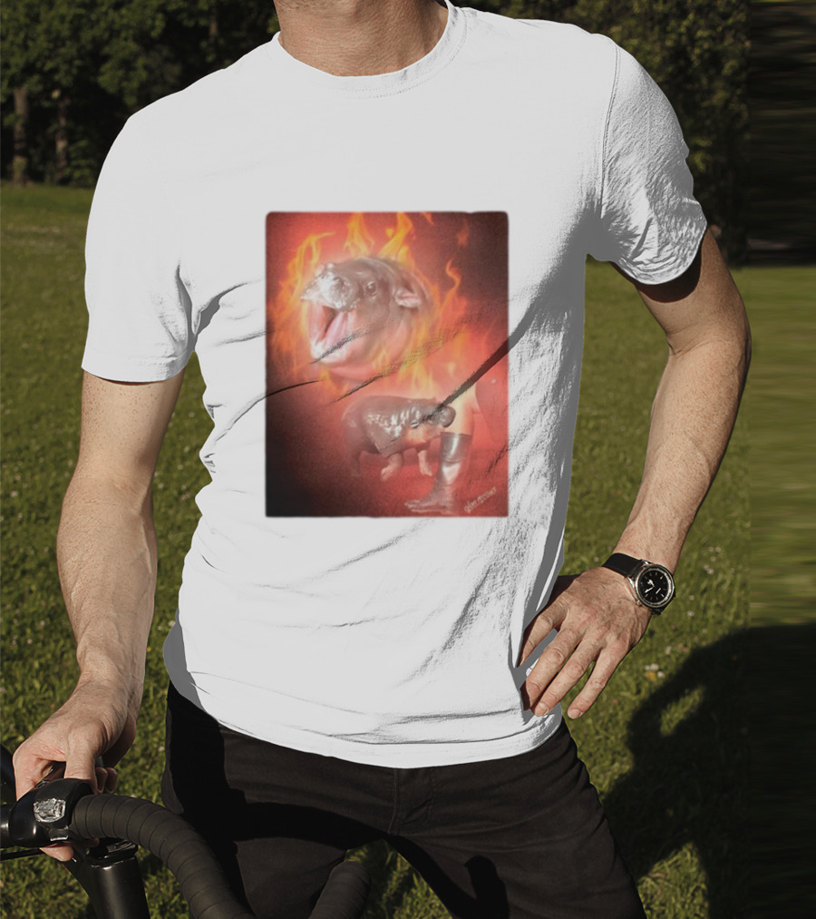 Twaniimals Moo Deng Mood Hippos On Fire T-Shirt