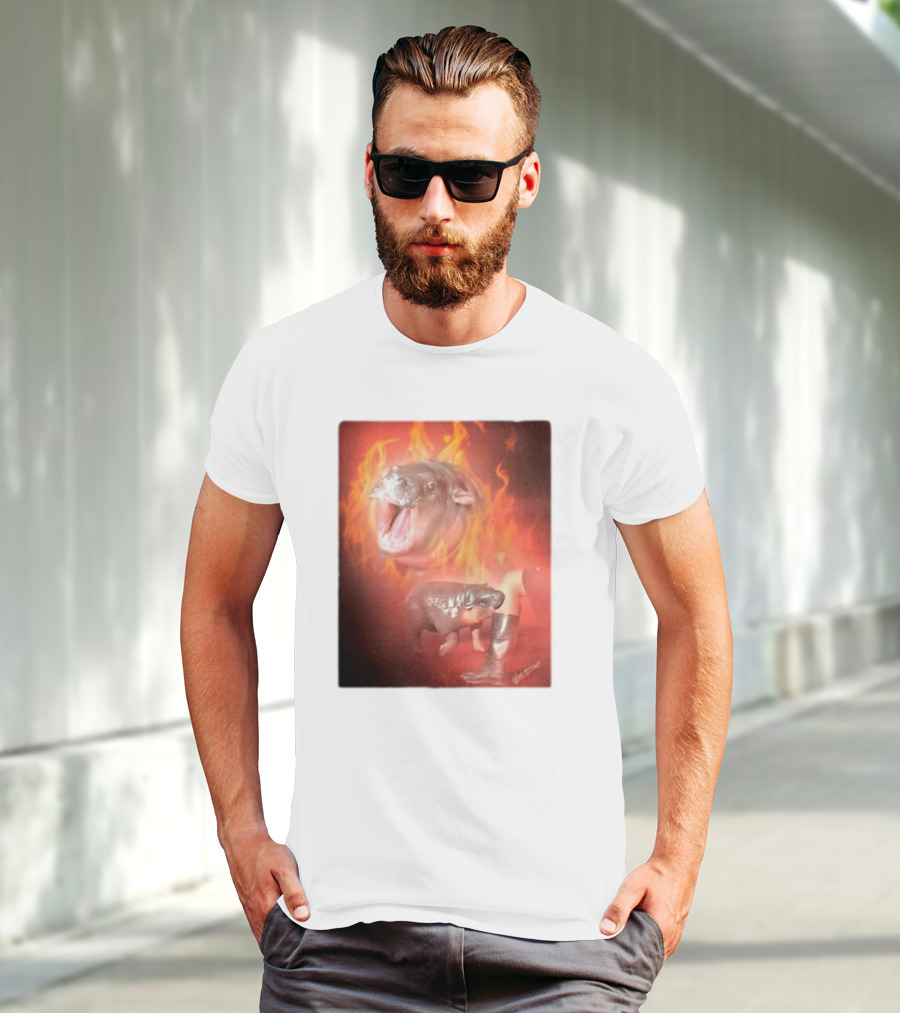 Twaniimals Moo Deng Mood Hippos On Fire T-Shirt