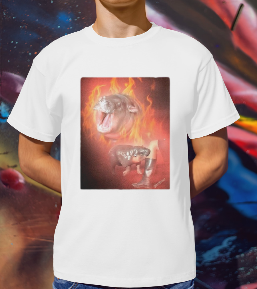 Twaniimals Moo Deng Mood Hippos On Fire T-Shirt