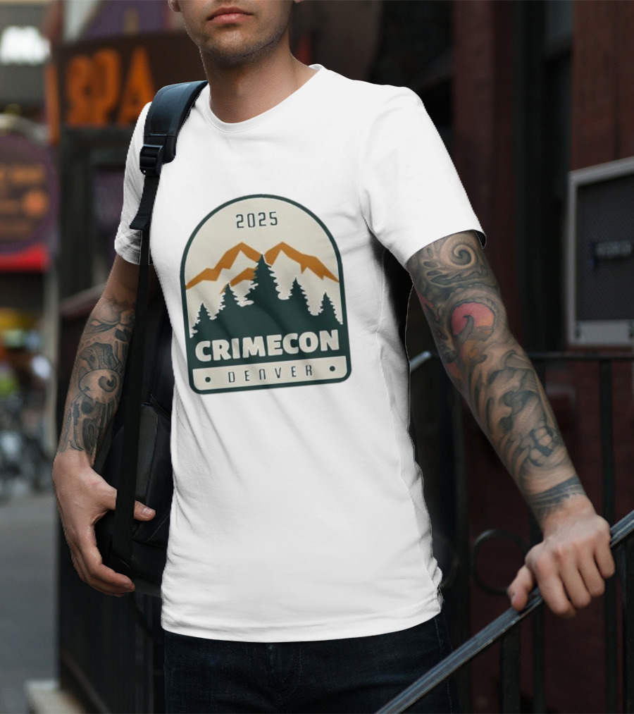 2025 Crimecon Denver Colorado Mountain Forest Badge T-Shirt