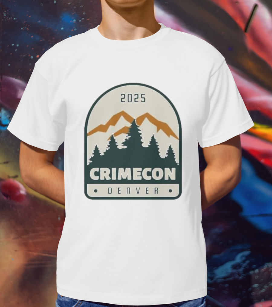 2025 Crimecon Denver Colorado Mountain Forest Badge T-Shirt