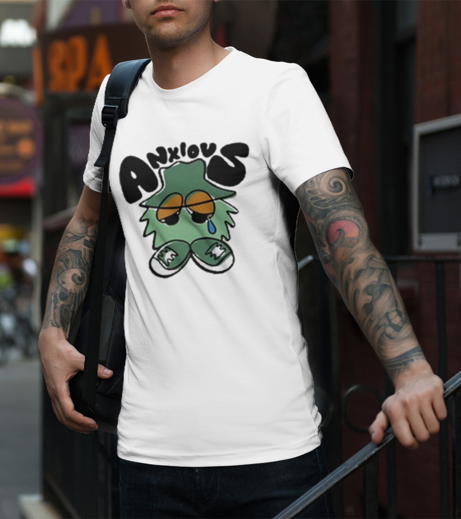 Anxious Fuzzball Green Teardrop Sneaker Character T-Shirt
