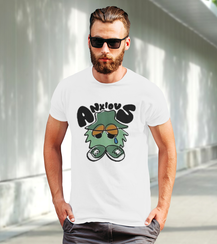 Anxious Fuzzball Green Teardrop Sneaker Character T-Shirt