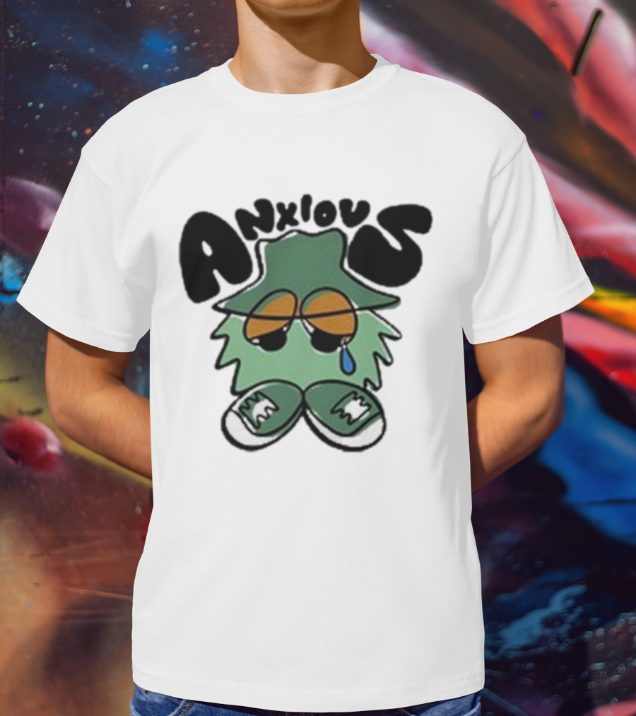 Anxious Fuzzball Green Teardrop Sneaker Character T-Shirt