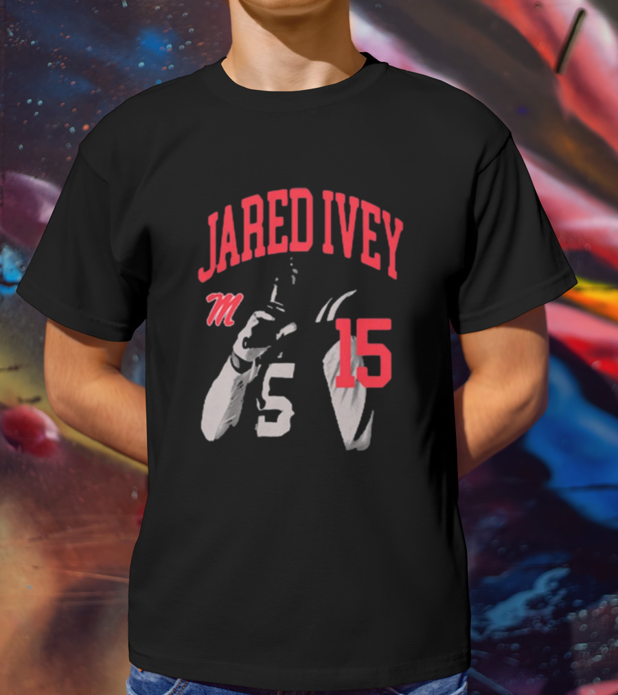 Jared Ivey M 15 Ole Miss Rebels Football T-Shirt